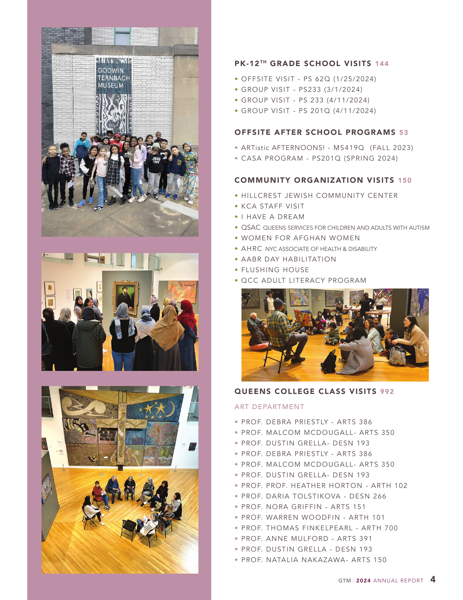 Annual report education and community engagement page