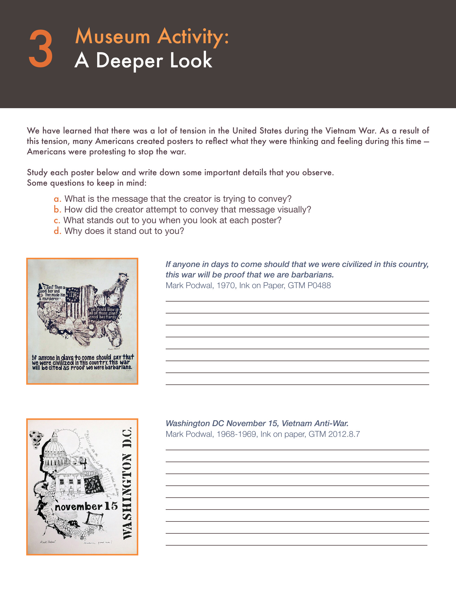 Power of Protest museum activity page